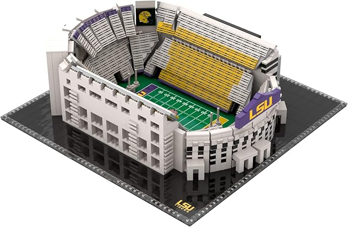 Pro-Lion LSU Tigers Stadium Building Kits - 2298 Pieces & Printed Decal Graphics | 3D Bricks Puzzle | Fighting Tigers Football Gifts for Boys, Men & Kids Aged 5+ | Games for Creative Fans