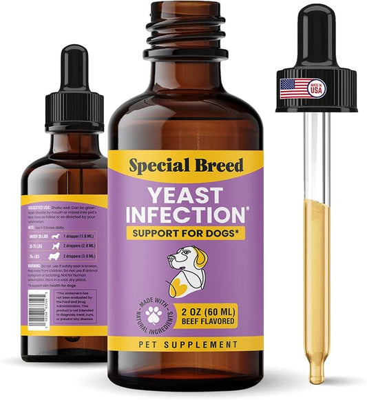 Natural Yeast Infection Relief for Dogs – Itchy Skin & Ear Treatment, Supports Allergy & Immune Health, Reduces Itching, Irritation & Inflammation, Liquid Drops, 2oz
