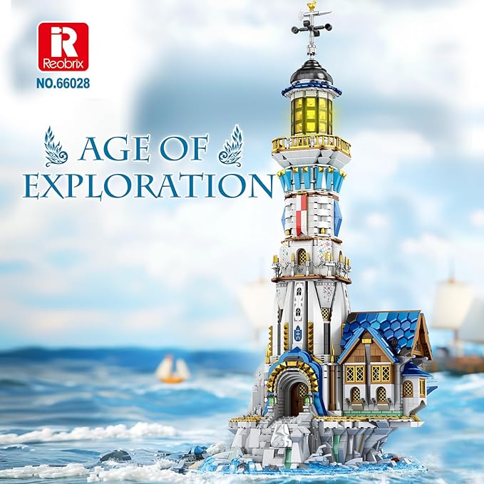 Medieval Lighthouse Building Kit with Lights, Collectible Architecture Model for Home Decor, Ideas Display Gift for Adult Boys Girls(66028)