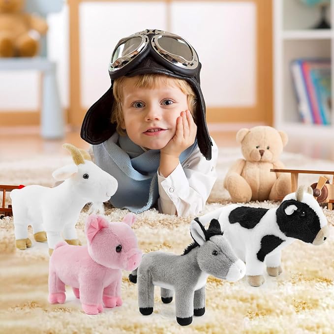 Stuffed Animals Toy Farm Animals 8 INCH,Plushies Stuffed Animals for Girls Plush Toys Little Stuffed Animal, Cute Stuffed Animal Plush Toy for Boy Girls (Standing Goats)