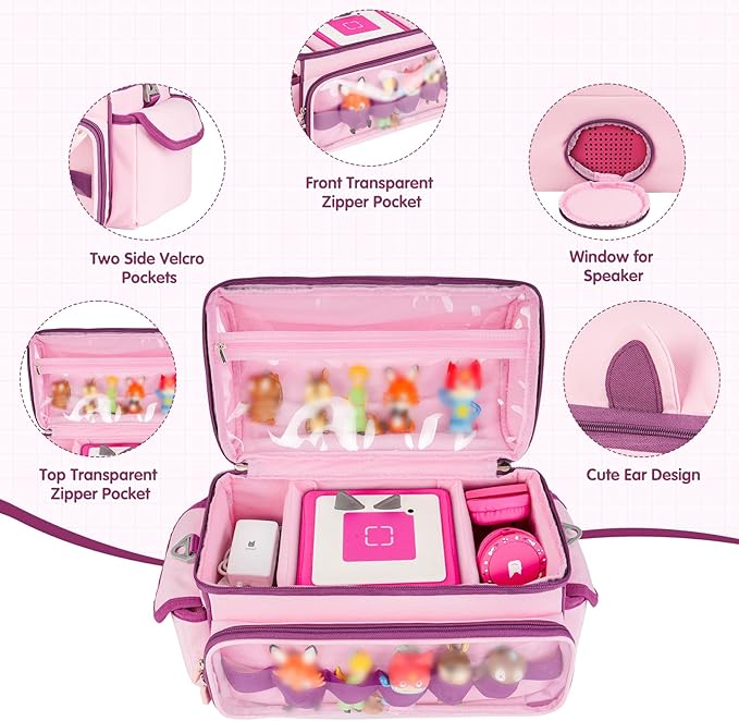 Carrying Case Compatible with Toniebox Starter Set Bundle, Cute Storage Travel Bag Compatible with Little Tikes Story Dream Machine Books Starter Set, Purple & Blue(Bag Only)
