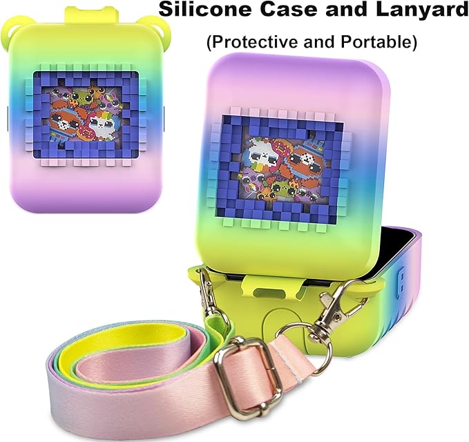 JCHPINE Silicone Cover Case for Bitzee Interactive Digital Pet and Case, Protective Skin Sleeve for Bitzee Virtual Electronic Pets Accessories (for Original 15 Animals) (Rainbow)
