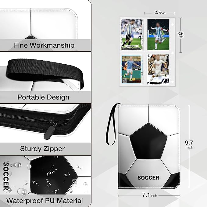 RONMONG Soccer Card Binder,2025-2026 Sports Trading Card with Sleeves Holder Album,440 Pockets Soccer Card Holder Sheets Display Storage Protectors for Collectors Boys and Girls Gift