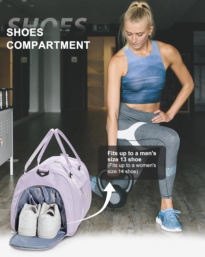 Gym Bag Womens Mens with Shoes Compartment and Wet Pocket Travel Duffel Bag for Women for Plane Sport Gym Tote Bags with Toiletry Bag Waterproof Weekend Overnight Carry on Bag Hospital Holdalls