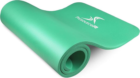 ProsourceFit Extra Thick Yoga and Pilates Mat 1/2” (13mm) or 1" (25mm), 71-inch Long High Density Exercise Mat with Comfort Foam and Carrying Strap
