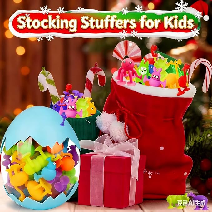 Toddler Suction Cup Bath Toys, Animal Bath Toys for Kids Ages 1-3 3-5 4-8 Mold Free Bathtub Window Building Toys Christmas Stocking Stuffers for 2 3 4 5 Year Old Boys Girls Large Egg Container