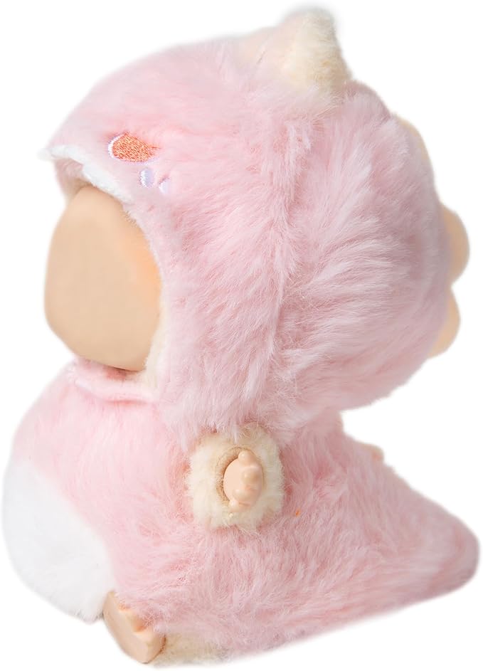 Plush Doll Clothes for Labubu Halloween - Cute Animal 17cm Dolls Clothing, Premium Doll Accessories Clothes for Collectors or Display - Kawaii Pink Dinosaur Costume (Clothes Only)