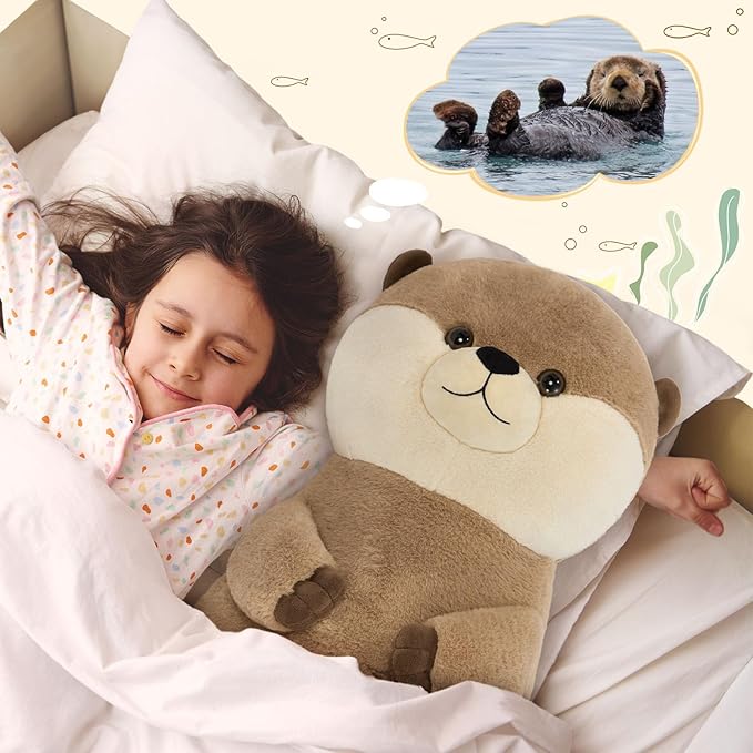 Tezituor 39 inch Giant Otter Stuffed Animal, 3ft Long Otter Plush Body Pillow, Hugging Soft Stuffed Ocean Otter Plush for Sleeping Kids Girlfriend
