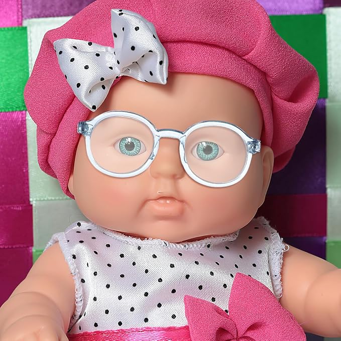 DOITOOL Doll Glasses for 18 Inch Dolls, 6 Pcs Mini Eyeglasses Doll Dress up Glasses Round Frame with Clear Lenses Cosplay Party Accessories