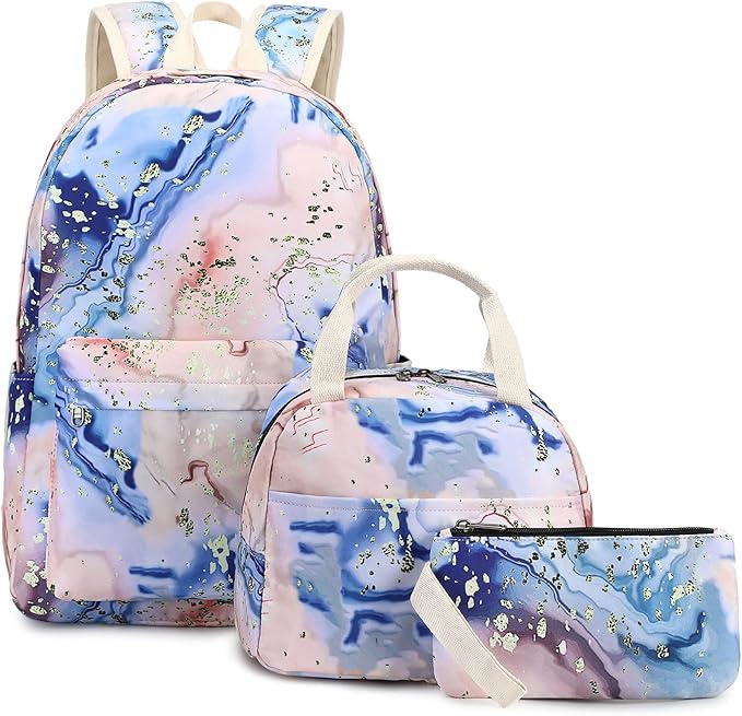 Bluboon Teen Girls School Backpack Kids Bookbag Set with Lunch Box Pencil Case Travel Laptop Backpack Casual Daypacks (Orange - 9562)