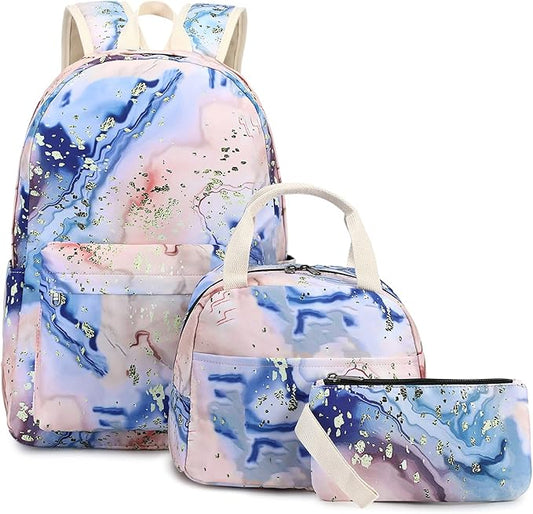 Bluboon Teen Girls School Backpack Kids Bookbag Set with Lunch Box Pencil Case Travel Laptop Backpack Casual Daypacks (Orange - 9562)