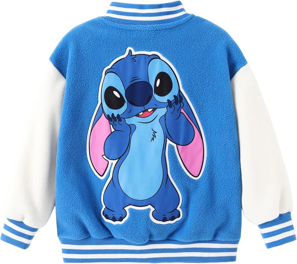 Disney Minnie Mickey Stitch Princess Frozen Marvel Jacket Lightweight Coat Button up Color Block Sweatshirt Sizes 2-14 Years