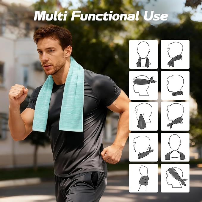 REDKISS Microfiber Workout Towels - 39 x 11inches Quick Dry, Highly Absorbing, Odor-Free, for Women & Men, Gym Towel for Hot Yoga, Tennis, Working Out, Camping, Set of 4 Colorful