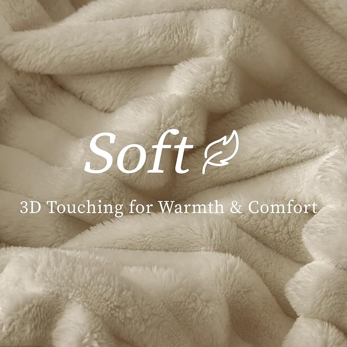 BEDELITE Ribbe Blankets Queen Size for Bed, Linen, 90"x90" | Ultra-Soft Plush Fleece, Warm Yet Lightweight, Ribbed Texture, Home Decor, Machine Washable, Giftable, All-Season Use