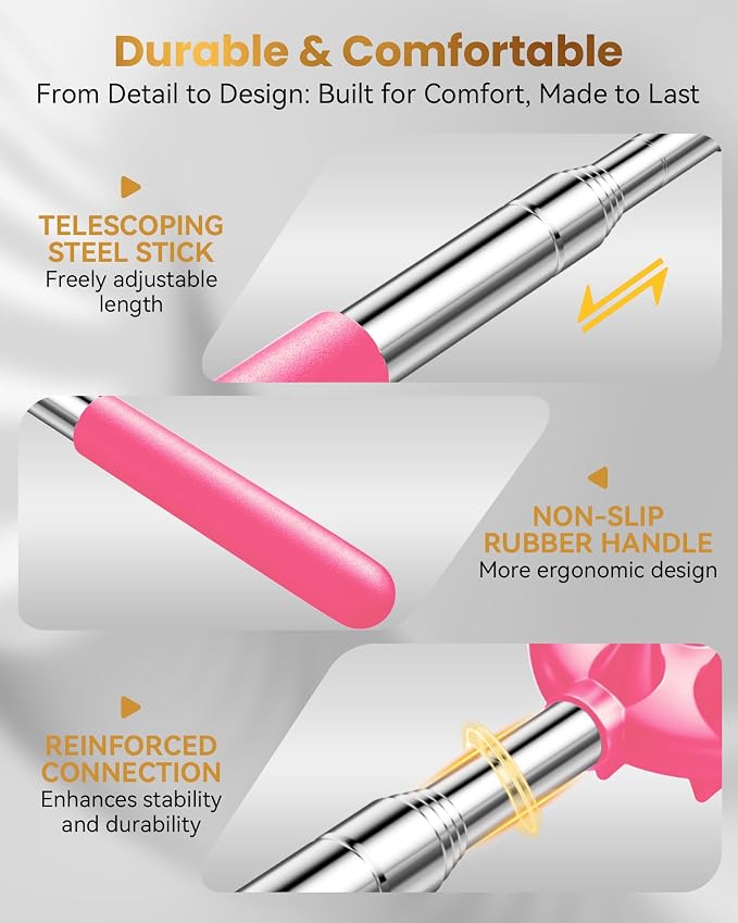 Upgraded Reinforced Telescoping Back Scratcher with 5 Detachable Heads, Larger Scratching Tips,Dad Gifts for Men, Women and Adults
