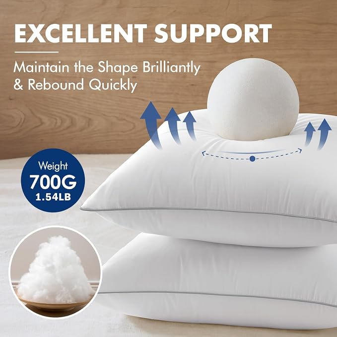 MIULEE 22x22 Inch Pillow Inserts Pack of 4 with 100% Cotton Cover | Throw Pillow Inserts, Square Decorative Pillow Inserts for Sofa Bed Couch Bench