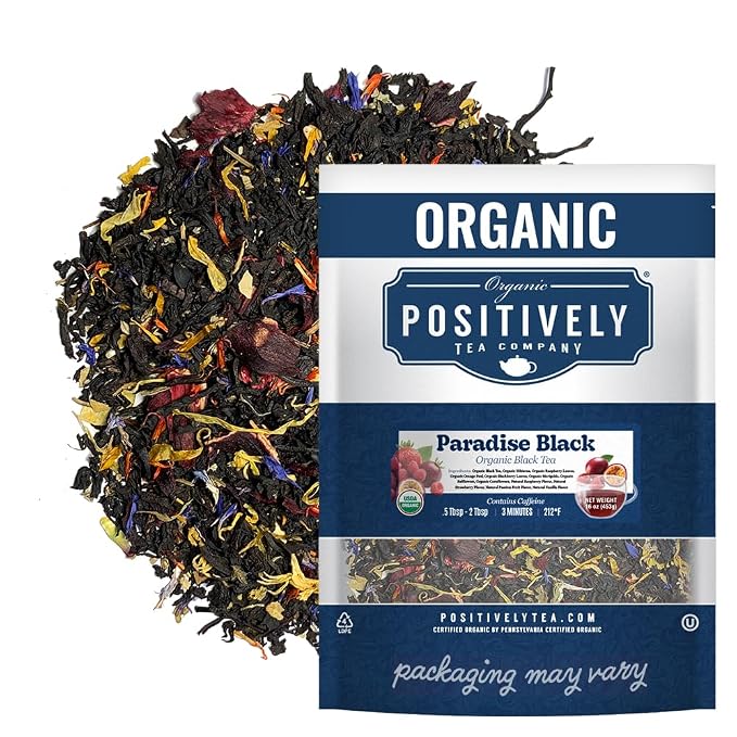 Organic Positively Tea Company, Paradise Black Tea, Loose Leaf, 16 Ounce