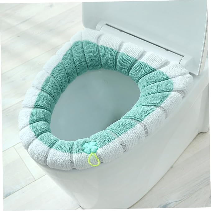 Toilet Seat Covers 4Pcs Soft Toilet Seat Warmer Cushion with Handle Winter Thick Stretchable Washable Bathroom Cushion Fits All Oval Seats Style 2, Xmas Decor