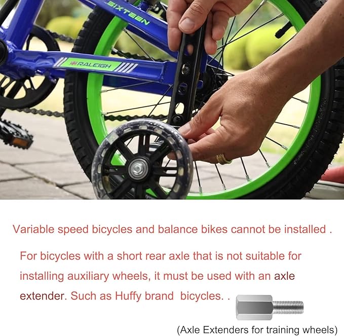 DDJKCZ Training Wheels for Kids Bicycle,Flash Mute Big Wheel Compatible for 12 14 16 18 20 inch Single Speed Bike
