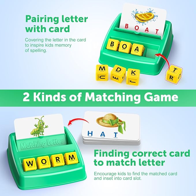 Educational Toys for 3 4 5 Year Old for Toddlers 2-4 Year Matching Letter Games for 3-5 Montessori Toys for Kids Toy for Ages 2-4 4-6 Birthday Halloween Christmas Easter Gifts for 3-5 Year Old