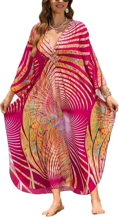 Mumu Dresses for Women Plus Size, Bohemian Kaftan Beach Cover Up Long Maxi Nightgown Soft Loungewear