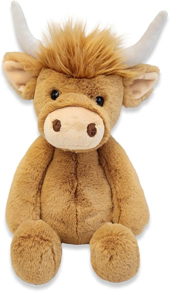 WORLDS SOFTEST PLUSH Highlandee Cow, Lushee, Large, 16" Stuffed Animal for Baby, Toddler, Kids, Adults - Soft, Huggable Stuffed Cow- Adorable Toy Made from Kid-Friendly, Quality Materials