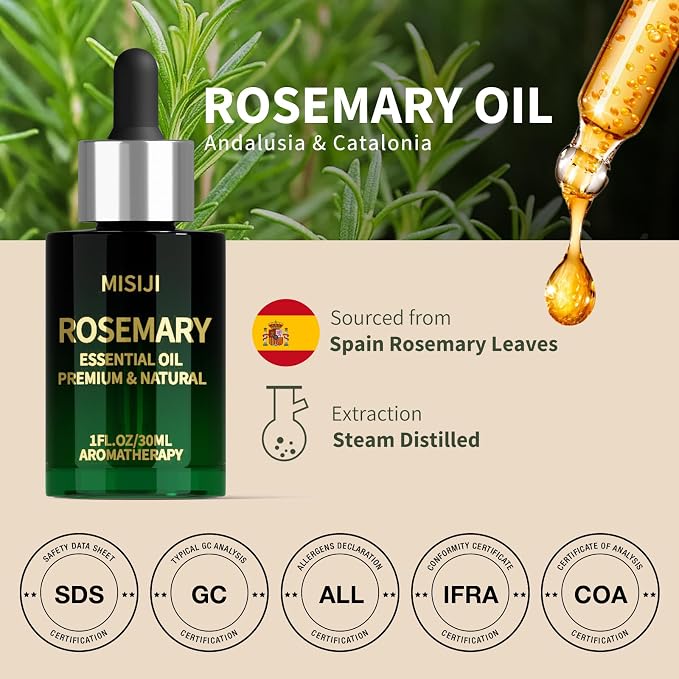 Hand Picking Rosemary Essential Oils-Essential Oils for Diffuser for Home,Diffuser Oils Scents for Aromatherapy,Laundry,Candle&Soap Making,Humidifiers 1 FL.OZ