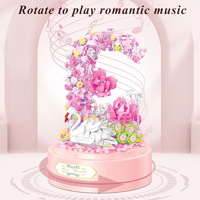 Flower Bouquet Building Set Plants Friends Sets Adults Bonsai Tree Flowers Building Blocks Set Botanical Collection Valentine's Birthday Gift for Girls Mom Women Girlfriend（Swan）