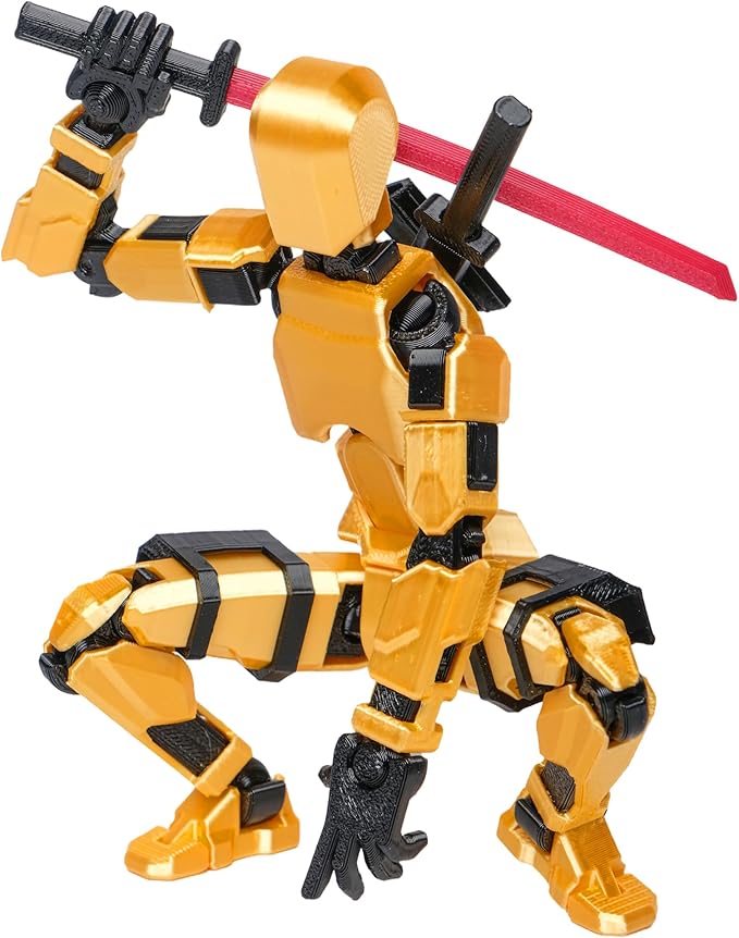 (Assembly Completed Dummy 20 Action Figure, 8.1 inches, Strong Magnetic Accessories, 8 Types of Weapons 3D Printed Robot Multi-Jointed Movable, Spider Ninja Series (Dark Gold)