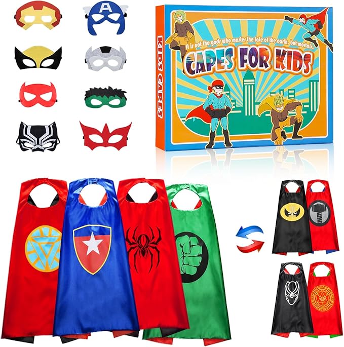 Roko Toys for 3-10 Year Old Boys, Superhero Capes for Kids Dress up Costumes Party Supplies Present Chistmas Gifts Stocking