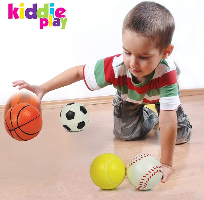 Kiddie Play Set of 4 Foam Balls for Toddlers 4" Soft Soccer Ball for Kids