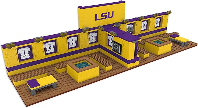 Pro-Lion LSU Tigers Big Locker Room Building Kits - 437 Pieces & Printed Decal Graphics | 3D Bricks Puzzle | Fighting Tigers Football Gifts for Boys, Men & Kids Aged 5+ | Games for Creative Fans