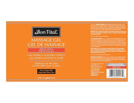 Bon Vital' Original Massage Gel, 1 Gallon, Hypoallergenic & Paraben-Free, Professional Massage Gel, Hydrating Massage Cream Alternative for Dry Skin and Sensitive Skin