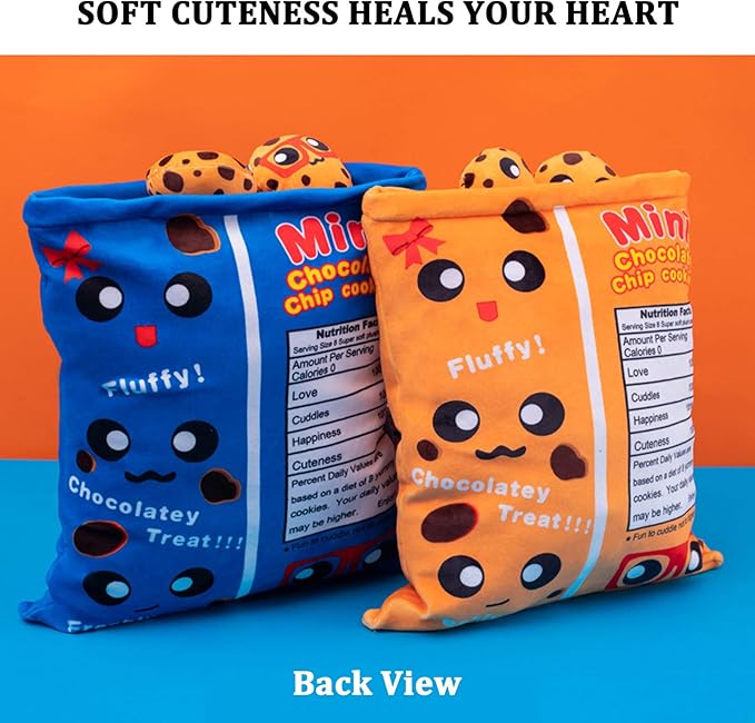 REFAHB Yummy Cookie Stuffed Toy Game Pillow, Cute Plush Cushion, Delicious Food Dessert Package, Birthday Gift (8pcs a Bag, Blue)