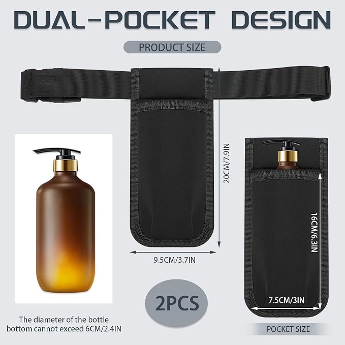 2 Pack Massage Oil Bottle Holster 1 Pocket, Lotion Bag Waist Holder Pouch with Adjustable Belt, Massage Therapy Supplies for Therapist Easy Access Accessories