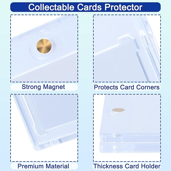 QTYORD 15 Pack 35PT Magnetic Card Holder for Trading Cards, One-Touch Card Case Holder for Baseball Football Sports MTG TCG Collectable Cards