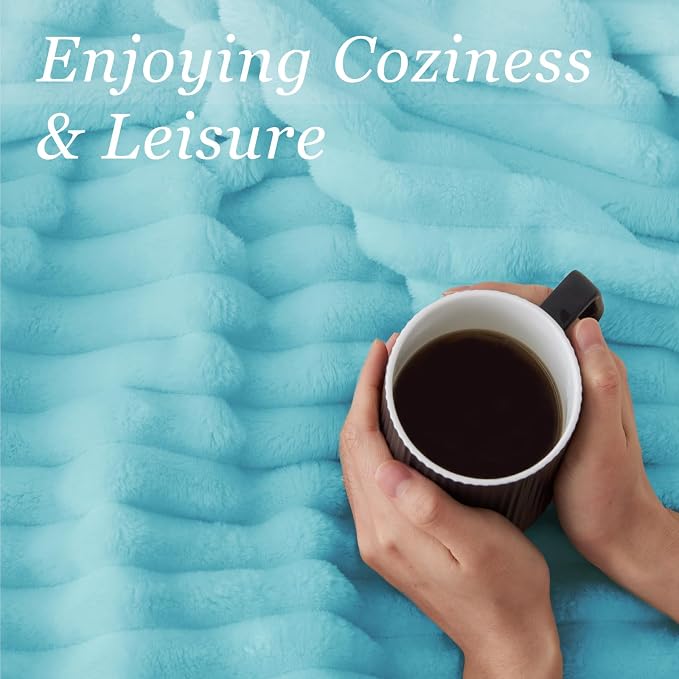 BEDELITE Striped Fleece Throw Blanket, Sky Blue, 50"x60" | 300GSM Microfiber Fleece, Soft Cozy, Lightweight Warm, Double-Sided Plush, Machine Washable, Gift, Room Decor, for Couch Sofa