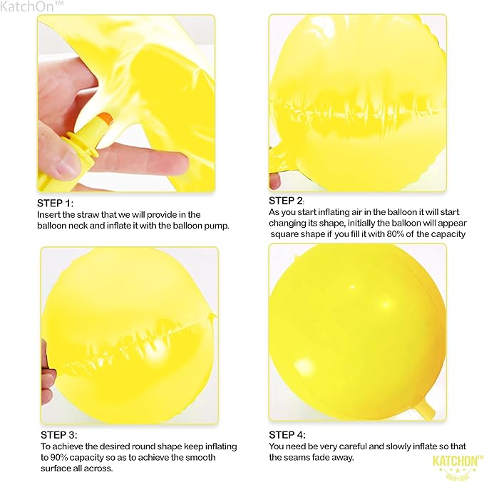 KatchOn, Huge Yellow Mylar Balloons - 22 Inch, Pack of 6 | Yellow Foil Balloons, Yellow Party Decorations | Large Balloons for Sunflower Birthday Party Decorations | Round Mylar Balloons