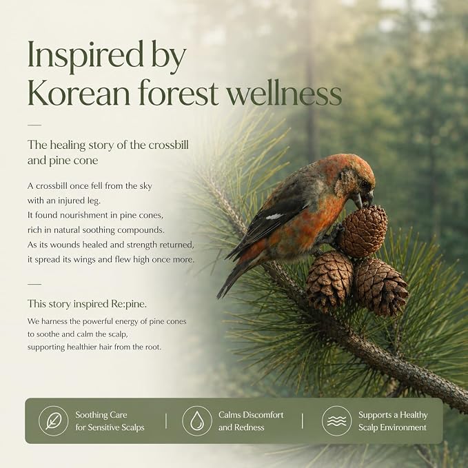 Re:pine Scalp Balancing Shampoo Bar - Balancing for Sensitive Scalp, Thinning hair | Korean Hinoki oil & Pine polyphenols, Rice Protein | Lightweight Volume, Sulfate-Free (4.2 oz)