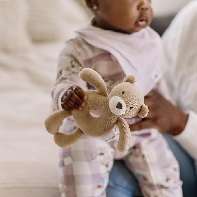 Burt's Bees Baby Unisex Infant Rattle Toy, Nursery Sensory Animal Plush Made with 100% Organic Cotton Shell and Polyester Fill, Sweet Bear, Bunny, or Dog Stuffed Animals for Babies