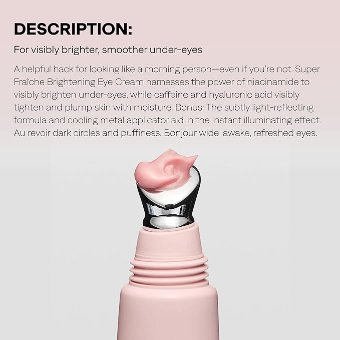 Provence Beauty Super Fraîche Brightening Eye Cream – Hyaluronic Acid & Cooling Metal Applicator – Anti-Aging Under-Eye Cream that Brightens, Tightens & Hydrates – 0.5 fl oz