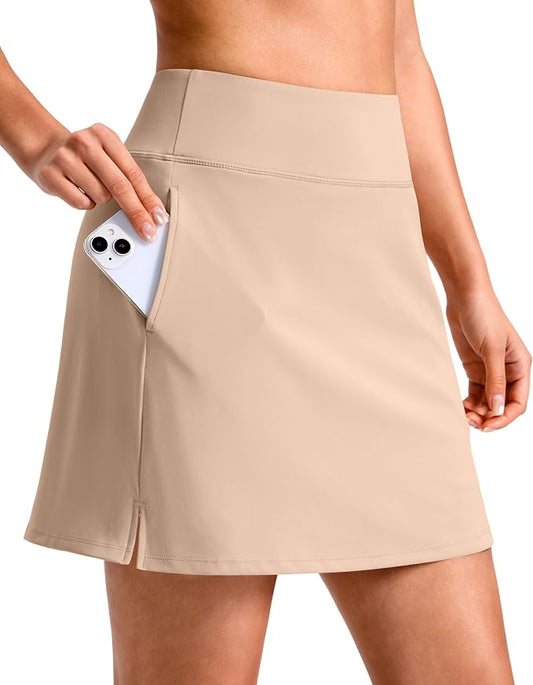 14"/16" Skorts with 3 Pockets | Side Slits, High Waisted, Built-in Shorts, A Line, Casual, Pickleball, Athletic, Golf, Tennis Skirt, for Women