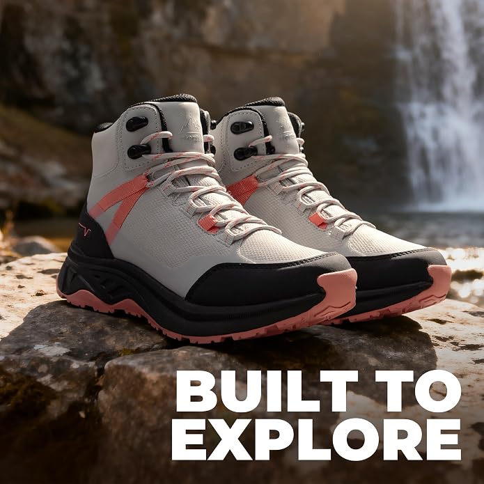 NORTIV 8 Women's Hiking Boots Waterproof Lightweight Outdoor Trekking Comfortable Non-Slip Backpacking Camping Ankle Boot Hollow