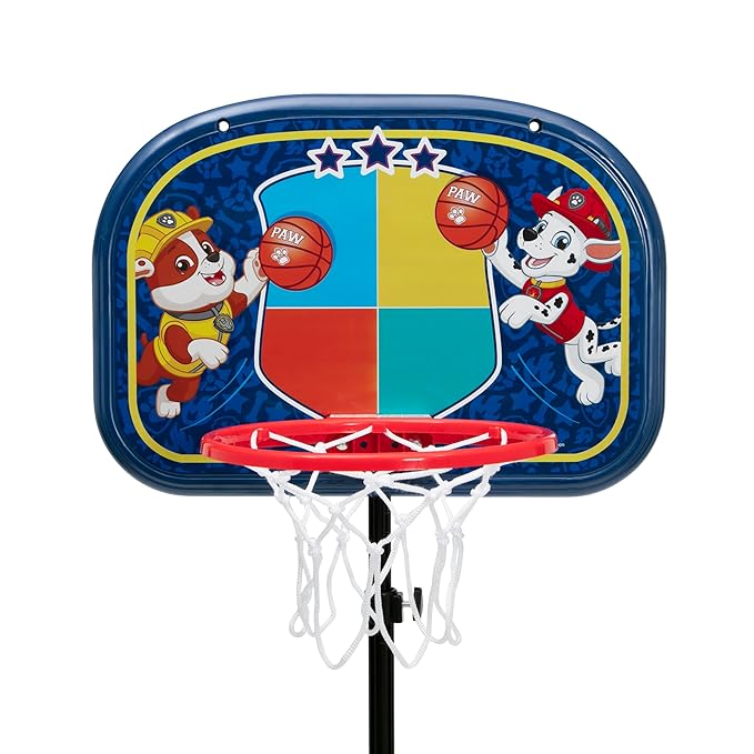 Delta Children - PAW Patrol Kids Basketball Hoop Set, Height Adjustable Toddler Basketball Goal with Stand, Indoor Outdoor Sports Toy, Includes Ball and Pump, Blue