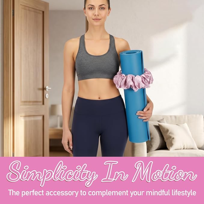 Yoga Scrunchie Style Yoga Strap Cute yoga Mat Holder Stretchable Mat Strap Band Silk Fabric yoga Accessories for All Standard Mats Women Men Sports Gifts(mats Not Included)
