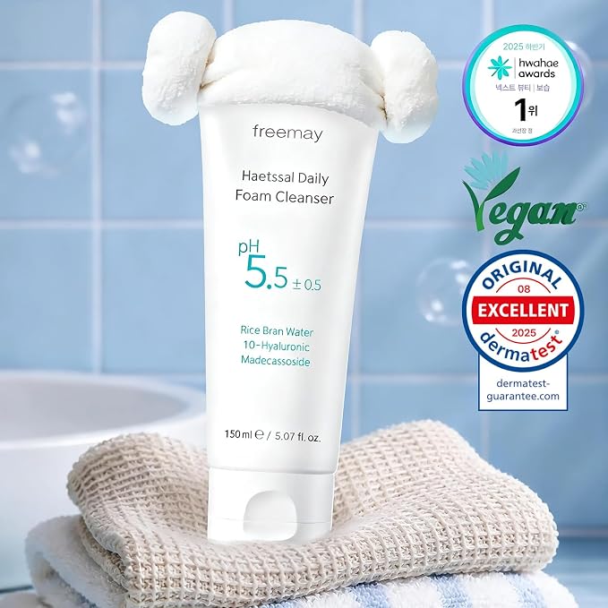 freemay Rice Water Foaming Cleanser – Hydrating Daily Face Wash, 5.07 fl oz | pH-Balanced, Non-Stripping, Korean Skincare, Hyaluronic Acid & Cica