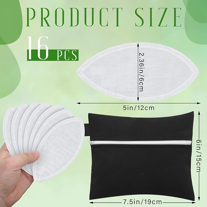 Hoolerry 16 Pcs Interlabial Pads with Wet Bag Reusable Menstrual Pads Soft Cotton Washable Period Pads Reusable Sanitary Pads for Women