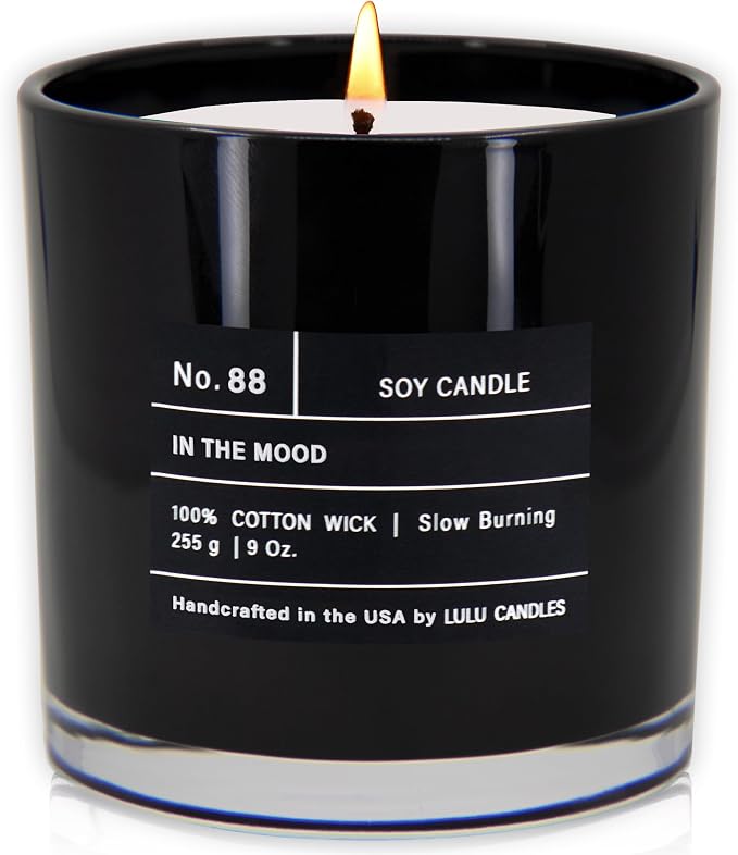Lulu Candles | in The Mood | Luxury Scented Soy Jar Candle | Hand Poured in The USA | Highly Scented & Long Lasting- 9 Oz.