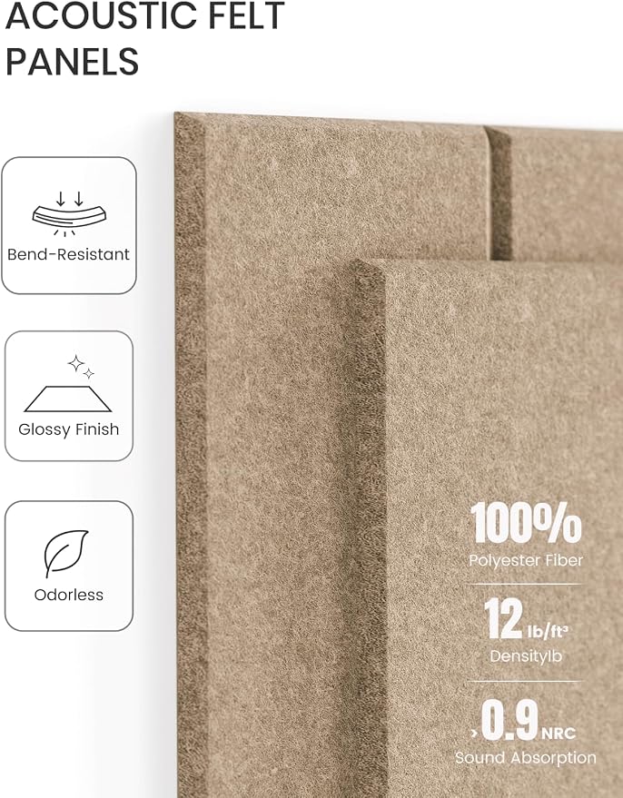Fluxynara 48" x 36" Large Felt Bulletin Board, Taupe | 12 Pack Cork Board Alternative with 60 Safe Adhesive Tabs, Pin Boards for Wall Decor, Home, Office, Classroom,Dorm