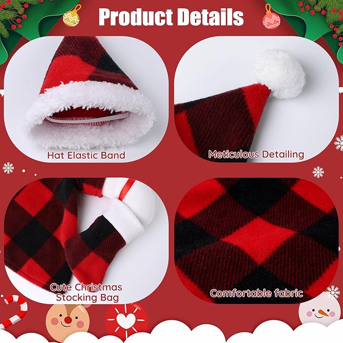 Porch Goose Christmas Outfits, Red and Black Buffalo Plaid Goose Clothes, Cute Goose Costume for 23" Geese Outdoor Patio Yard Decoration